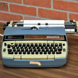 vintage blue type writer nyc/New York prop house