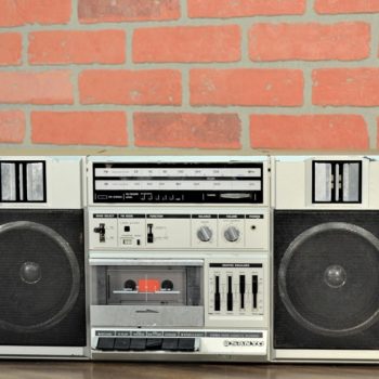 vintage boom box with cassette player nyc prop rentals