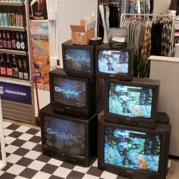 Prop rental TV wall display - vintage tvs