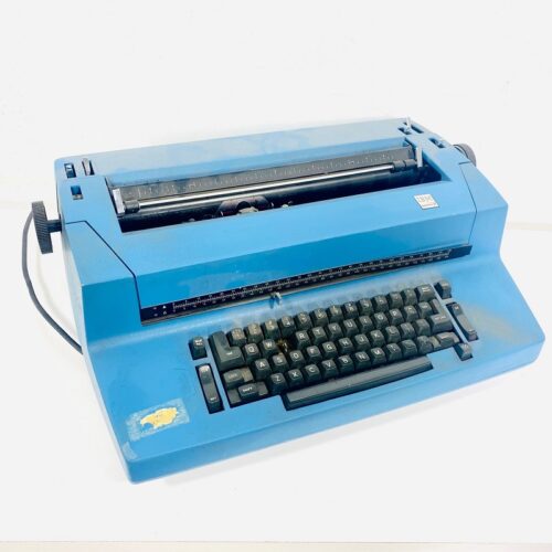 blue typewriter prop rental NY
