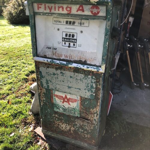 Vintage gas pump prop rental ny Flying A