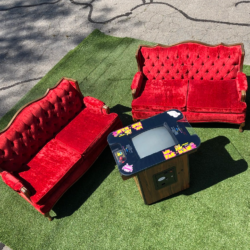red velvet sofas prop rentals