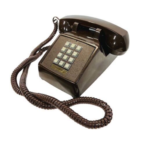 brown pushbutton phone prop rental