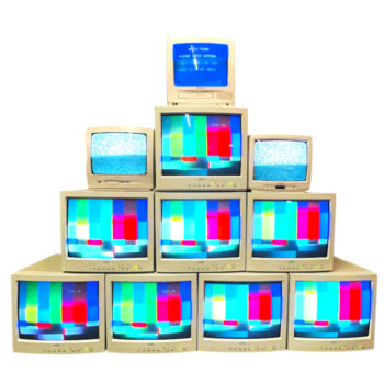 crt wall vintage tv stack